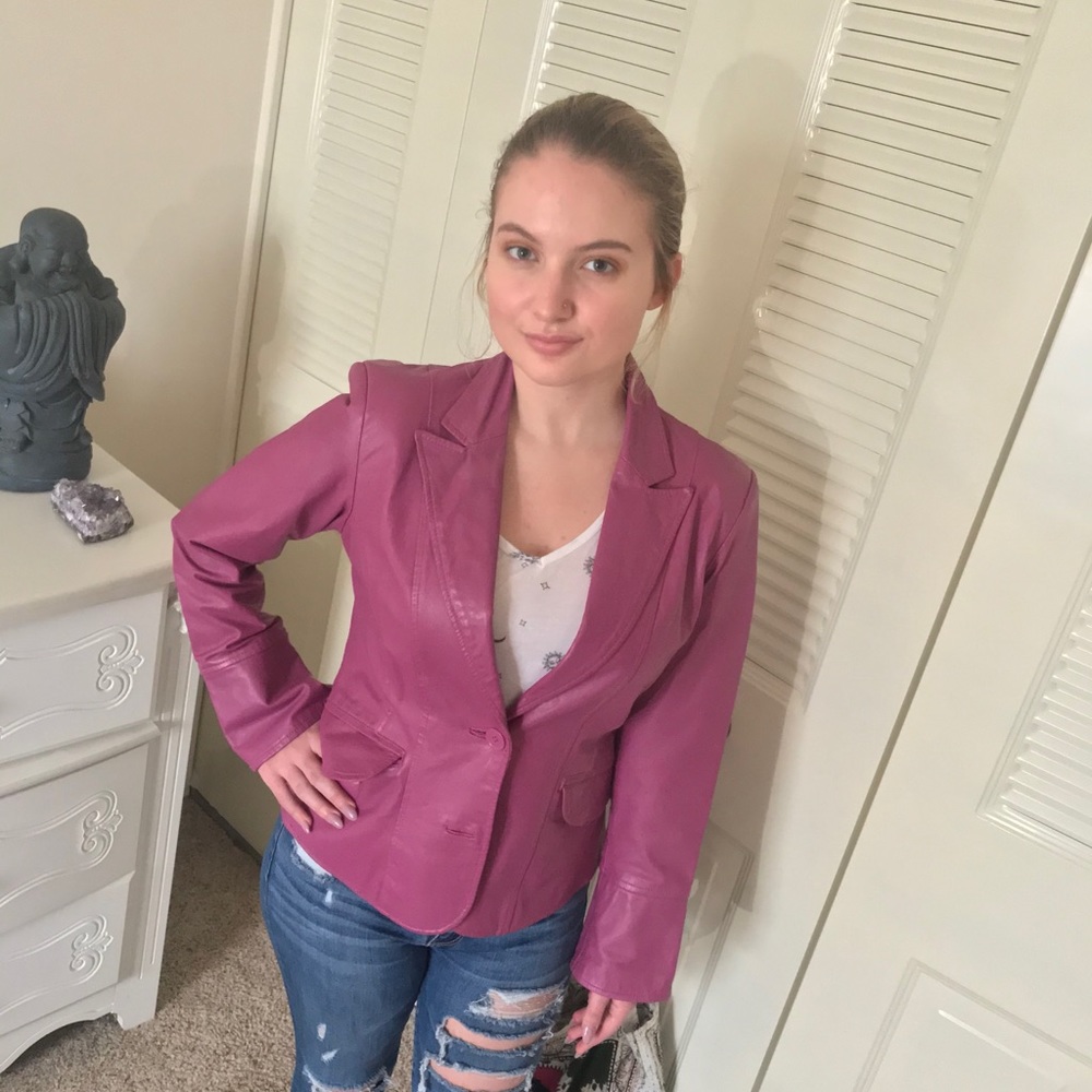 Pink leather jacket